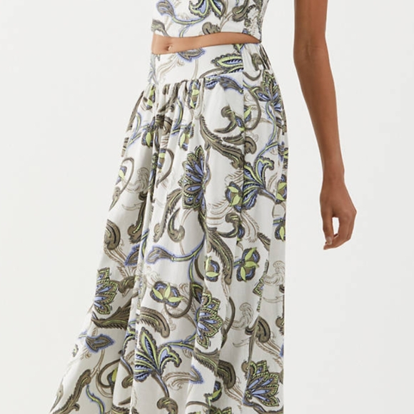 Ella Paisley Crop Top and Skirt Set - Green, Blue, Black on White - Picture 9 of 12